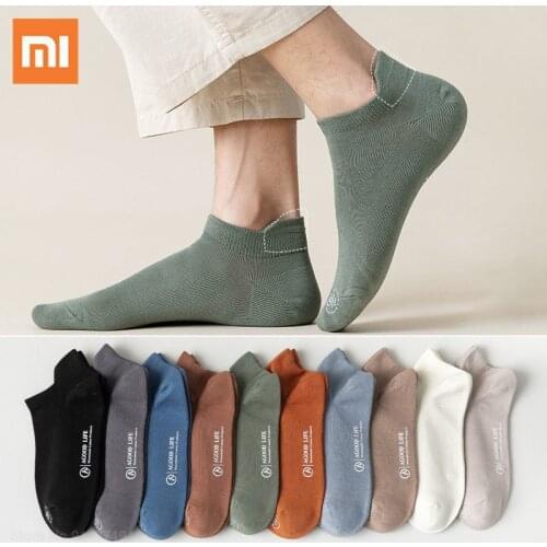 5Pairs/lot Xiaomi Mijia Mens Cotton Socks New Breatheable Anti-Bacterial Man Ankle Socks Men Sports Socks Trend Short Tube Sock