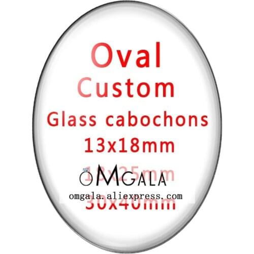 10pcs/lot Custom 13x18mm/18x25mm Oval Glass Cabochon DIY Picture/Photo Glass Demo Flat Back Making Jewelry Findings