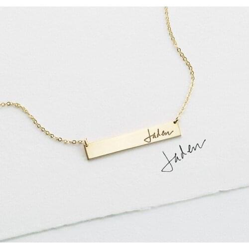 Handwriting Necklace Actual Handwriting Jewelry Handmade Gold Filled Necklace Boho Jewelry Choker Pendants Kolye Women Jewelry
