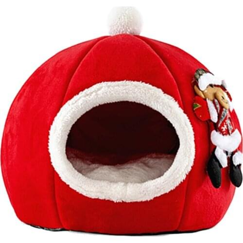 Tent Pet Doghouse Nest Warm Cave Bed Cloth For Cats And Small Dogs Puppy House Waterproof Removable Sleeping Christmas Pumpkin