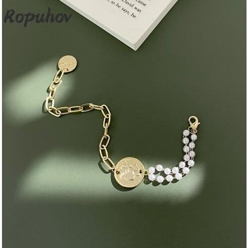 Ropuhov 2021 New 925 Silver Jewelry Korean Fashion Woman Lady Gift Retro Pearl Bracelet Wholesale