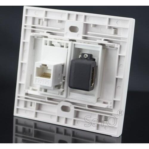 SeTo 86 Type One Port Elbow Insert HDMI + One Port CAT5E Panel Wall Plate Socket Keystone Faceplate