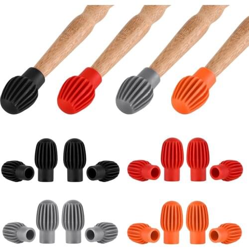 2pcs Silicone Drum Stick Head Rubber Sleeve Drumstick Mute Damper Drum Silent Practice Tips for Beginner Percussion Accessories