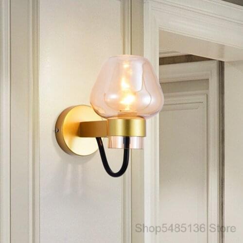 Modern Glass Wall Lamp Iron Sconce Wall Lights for Home Decor Bedroom Bathroom Led Mirror Lights Living Room Hotel Vanity Light