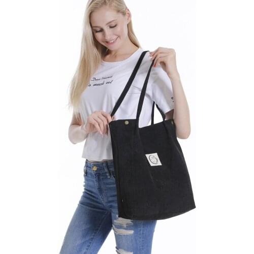 Women Corduroy Canvas Shoulder Bag Female Cotton Cloth Handbag Totes Foldable Reusable Environmental Shopping Bags For Girls