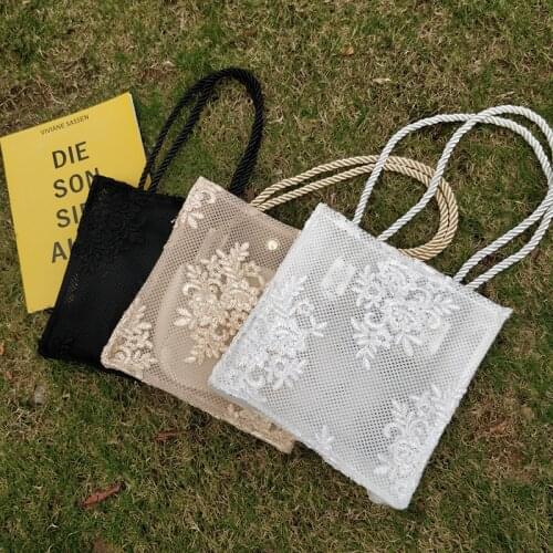 Lace Embroidery Shoulder Bag Female Large Capacity Handbag Elegant Lady Handle Bag 2021 Fashion Beach Bag Shopping Wallet bolso