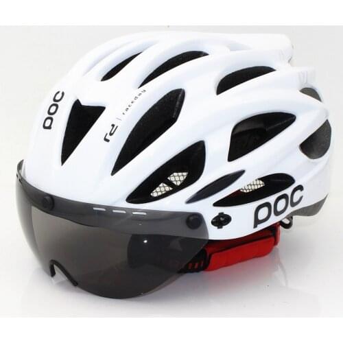 POC Road Bike Helmet Raceday MTB Bicycle Mens Womens Back Light Mountain Bike Ciclismo Cycling TT Helmets Safety Cap with Lens