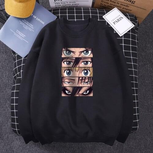 Attack on Titan Eyes Print Fashion Hoodie Man Casual Fleece Sweatshirts Woman Autumn Spring O Neck Soft Hip Hop Streetwear Hoody
