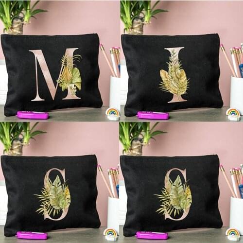 Tropical Plants Alphabet Printed Women Tampon Storage Bags Sanitary Pad Pouch Napkin Cosmetic Case Organizer Ladies Makeup Bag