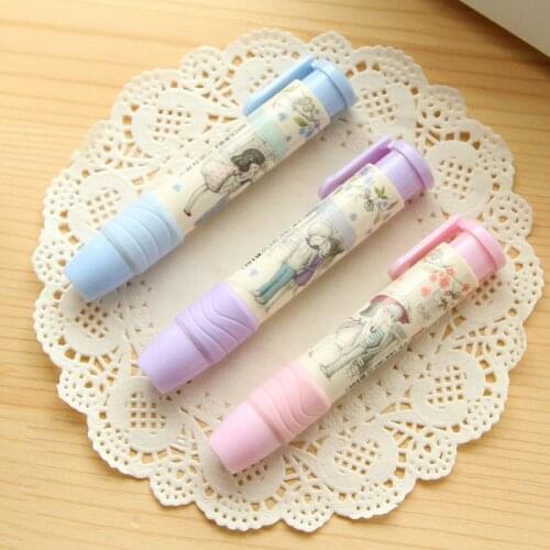 Creative Press Pen Shaped Eraser Writing Drawing Pencil Erase Rubber Student School Office Stationery Learning Accessory E56C