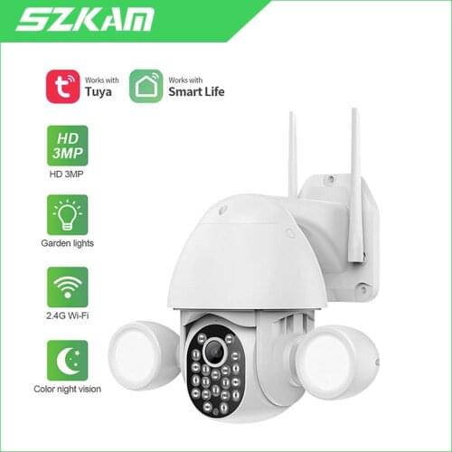 Tuya Smartlife APP Smart Lighting 3MP Wifi IP Camera Flood Lighting Yardlight Outdoor Video Home Security CCTV Sureveillance