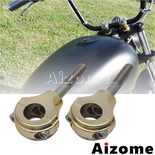 Billet Brass Retro Old School 1.5" Rise Handlebar Riser Heavy Duty 1" 25mm Bar Mount Relocation Clamp For Harley Sportster Dyna
