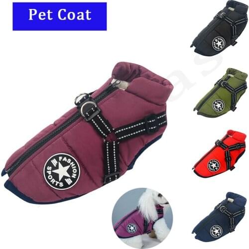 Winter Pet Cotton-Padded Jacket Waterproof Fabrics Dog Clothes for Small Medium Dogs Warm Chihuahua Cat Dog Snowsuit Costume