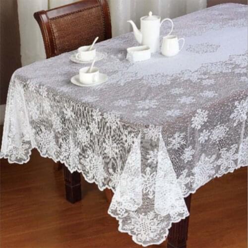 1PC Vintage White Lace Table Cloth Translucent Tablecloth Cover Lace Tablecloth Home Party Xmas Decoration Wedding Party Decor