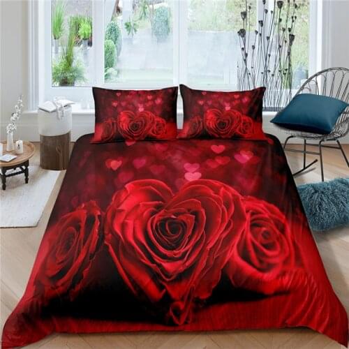 Luxury 3D Rose Flower Print 2/3Pcs Kids Bedding Set Comfortable Animal Duvet Cover Pillowcase Home Textile Queen/King Size