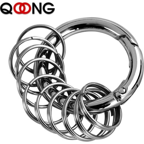 2 PCS Spring Buckle Key Ring 1 Big Ring + 10 Small Rings Keychain Wait Hanged Key Chain Metal Car Keyrings Key Accessories S56