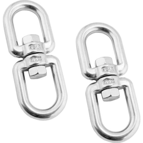 2pieces 304 Stainless Steel Polished Anchor Chain Swivel Double Shackle Hike