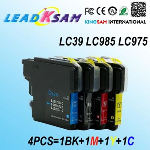 4pcs=1BK+1M+1Y+1C LC985 LC975 LC39 compatible for DCP-J125 DCP-J315W DCP-J515W Printer