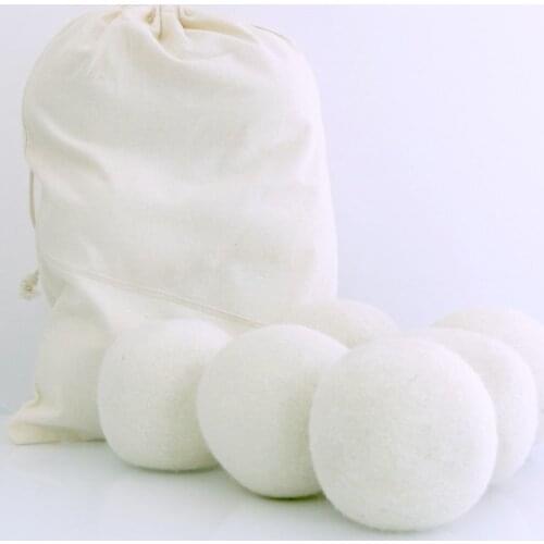 6 PCS/LOT Handy Laundry Sheep Wool felt Dryer Balls Laundry Balls & Discs Natural Reusable 6PCS With Cloth Bag