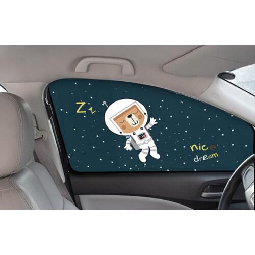 Car Cartoon Cute Spaceman Magnet Side Window Sunshades Windshield Sunshade Rear Side Auto Window Sunshade Cover For Children