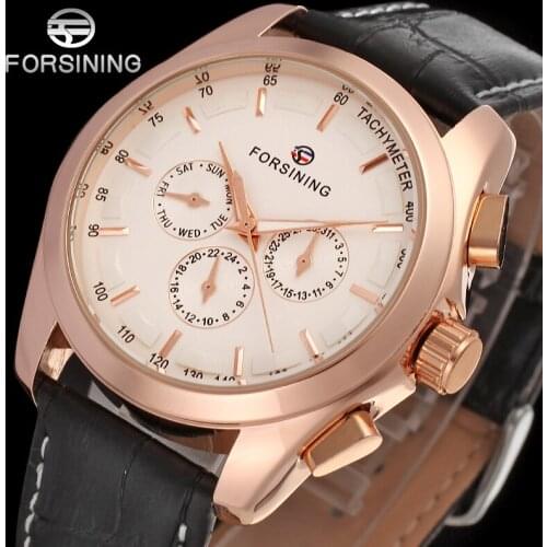 FORSINING FSG6625M3R2 new Automatic fashion dress Men watch tourbillon rose gold wristwatch for men best gift free shipping