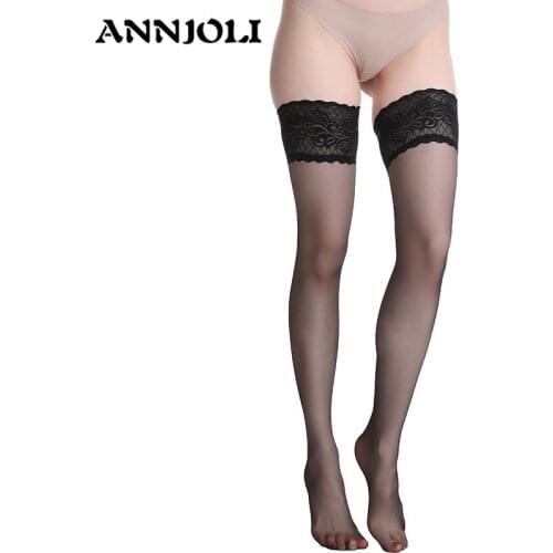ANNJOLI 2020New 6 Colors Sexy Stockings Lace Long Legs Legs High Stockings Nylon Nets for Women Stockings Transparent