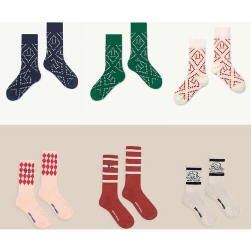 Kids Boys Girls Ins Style Streetwear Hip Hop Vintage Calf Length Socks Children Retro Pattern Sock