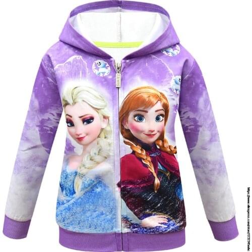 Disney Frozen Elsa Spring Autumn Outfits Baby Girls Clothes Boy Infant Cotton Suits Hooded Zipper Jacket T Shirt Kids Hoodies
