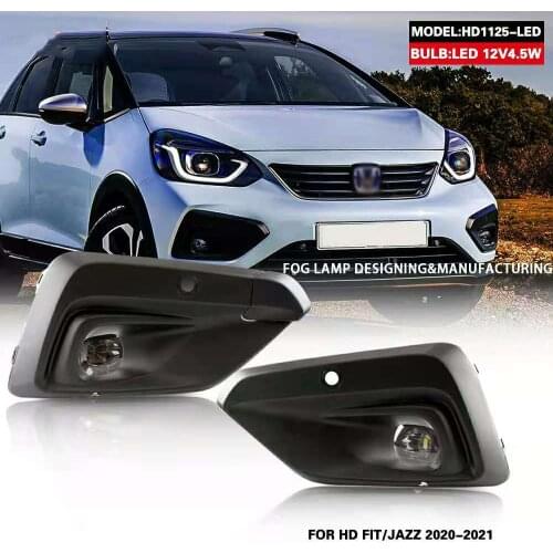 JanDeNing Car Front Bumper Fog Light LED Fog Lamp assembly kit For Honda FIt /Jazz 2020-2021