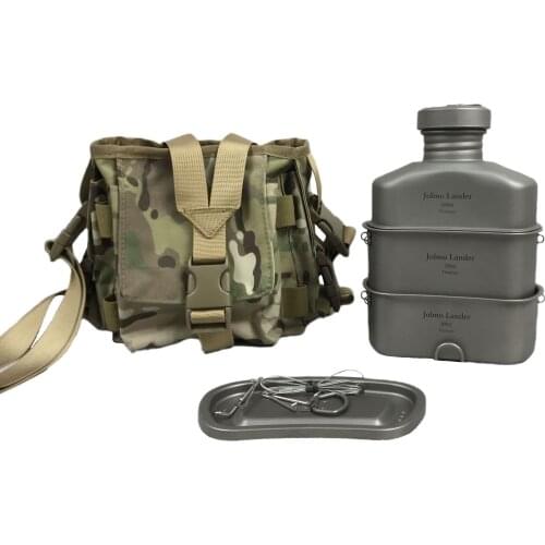Jolmo Lander G.I. Type Titaniun Canteen with Cup and Cover Canteen Kit 1L Canteen and Canteen Cup with Lid