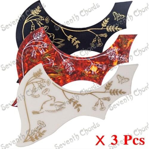 3 Pcs Hummingbird Flower Guitar Pickguard Pick Guard Anti-scratch Plate for Folk Acoustic Guitar / Red & White & Black choose