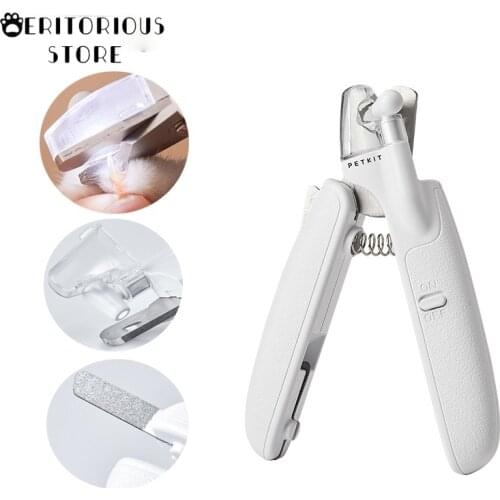 PETKIT Pet Cat Dog Safety Nail Clipper supplies with LED Lighting Prevent Clipping Nail Blood Vessels Grooming Cutter Trimmer