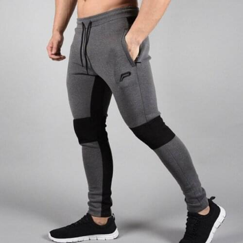 HOT 2019 Outdoor Muscle sport fitness men cotton splicing slim fit jogging Training GYM pants running breathable foot trousers
