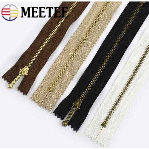 Meetee 5pcs 3# 15/20/30/40CM Metal Bronze Zipper Closed-end Copper Material Clothing Luggage Sewing Handmade Accessories AP567