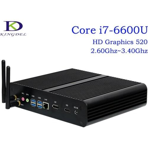 Latest Fanless Mini PC,Industrail Computer,6th Gen. SKYLAKE i7-6600U,HD Graphics 520,4096x2304,DP+HDMI+4USB3.0,Card Reader,Win10