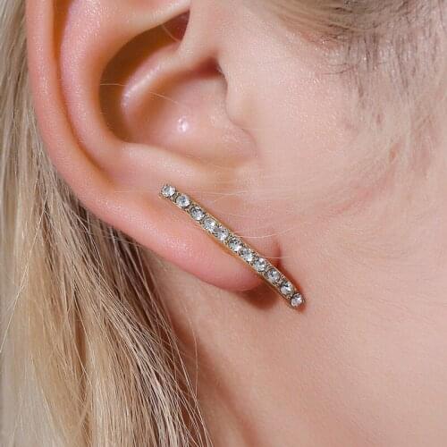 Trendy Gold Silver Crystal Exquisite Metal Stick Geometric Earrings for Women Creative New Party Statement Stud Earrings Jewelry