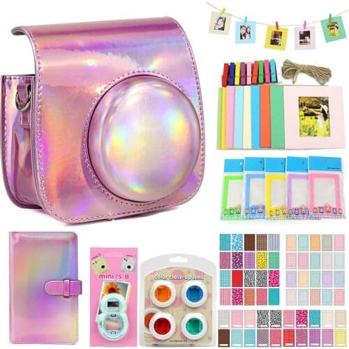 Fujifilm Instax Mini 9 8 8+ Camera Accessories Bundle Kit Shoulder Strap Bag Case Photo Album Film Frame Filters Selfie Lens Set