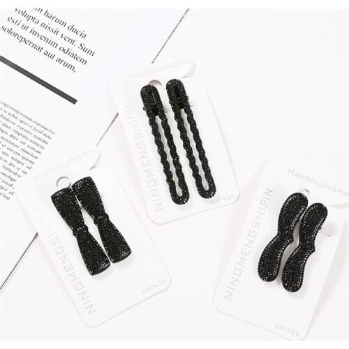 New arrival Fashion women black double bow hairpins girls lovely rhinestone hair clips cute Hair accessories elegant headwear