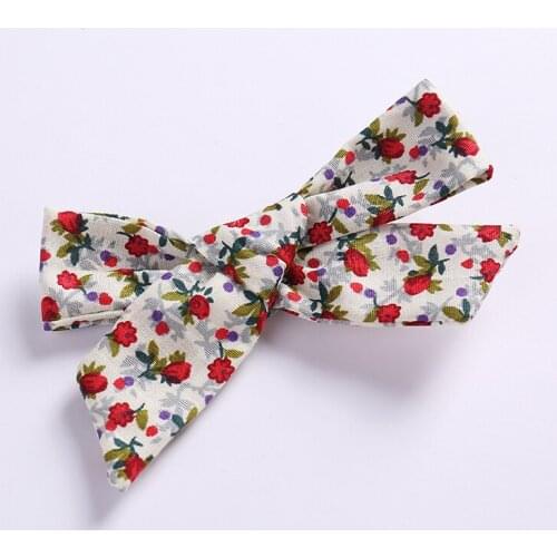 0-5T Infant Toddlers Girls Hair Clips Cotton Flowers Print Girls Hairpins Cute Bowknot Kids Hair Accessories Headwear 1pc