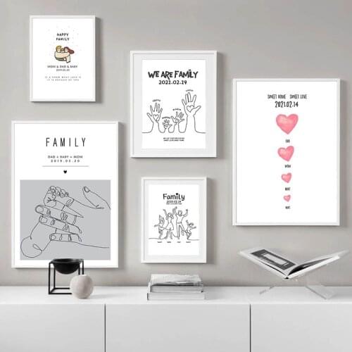 Personalized Sweet Family Anniversary Date Wall Art Poster Print Name Canvas Painting Customized DIY Gift Home Decor Living Room