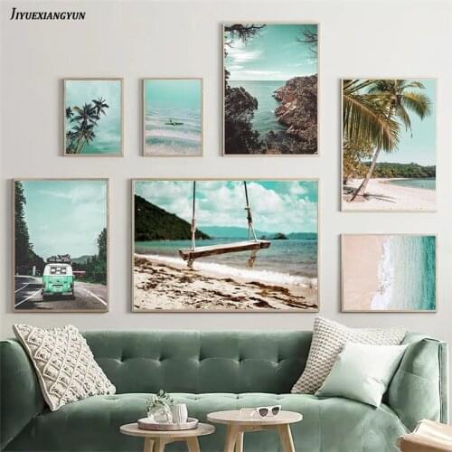 Beach Scenery Painting Home Decor Picture Wall Art Canvas Painting Nordic Seascape Posters and Prints for Living Room Design
