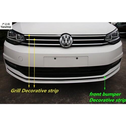 Stainless steel Grill Decorative strip front bumper Decorative Sequins Car Styling for VW Volkswagen 2016-2018 Touran