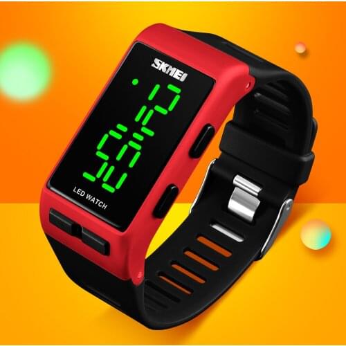 SKMEI Sports Men Watches Fashion Casual Waterproof LED Women Wristwatch PU Strap Alarm Week Display Digital Watches 1364