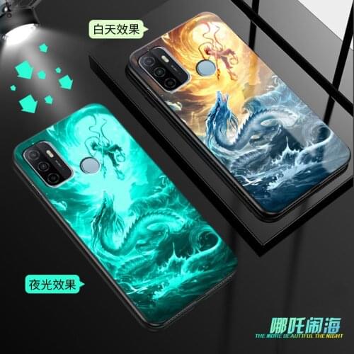 Luminous Case For OPPO A53 2020 Case 6.5" Glow in Dark Tempered Glass Back Cover For OPPO A53 2020 Cover Phone Bag Shell Cell