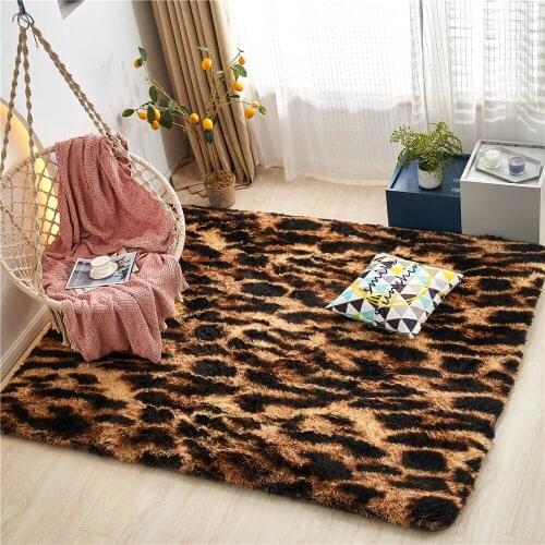 Tie Dye Faux Fur Area Rug Rectangular Soft Shaggy Fluffy Floor Mat Living Room Carpet Multi-Color Plush Fuzzy Decorative Carpet