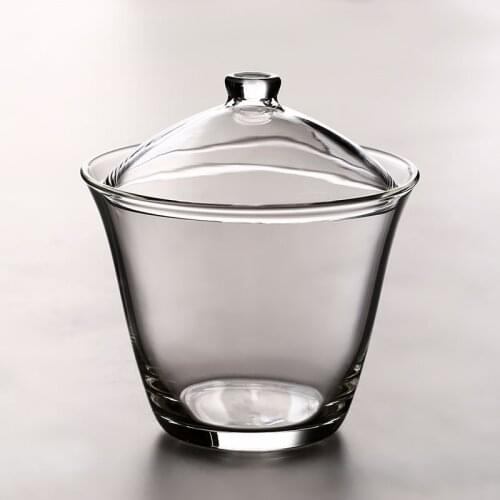 Thickened glass bowl, large hand-made three-cup bowl teacup, kung fu tea cup