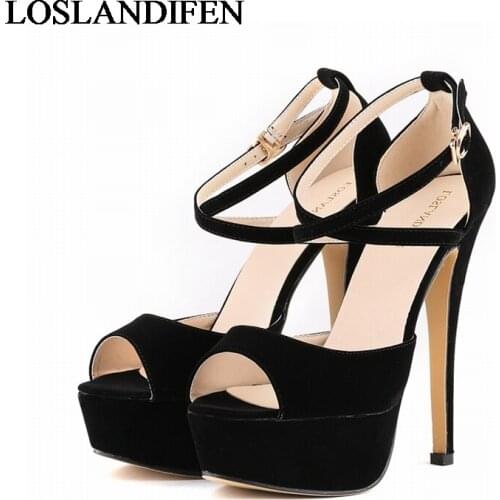 Womens Sandals 2020 Occident New Single Shoes Women High Heels Sandal Ladies Fashion Buckle Platform Pumps White NLK-A0074