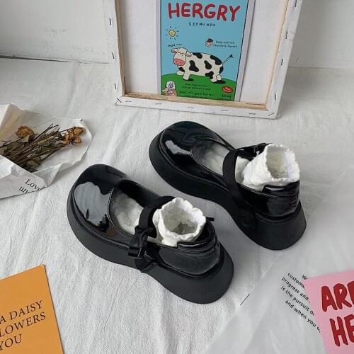 New fashion summer womens retro Mary Jane small leather shoes Japanese thick-soled wild big head single shoes