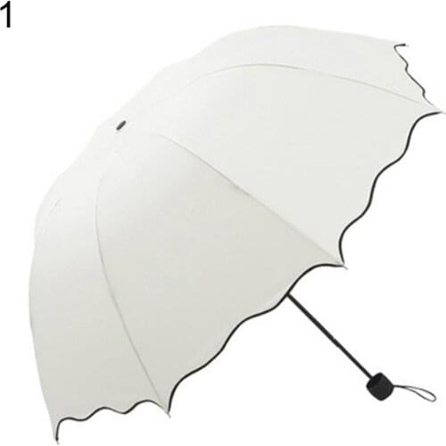 Lovely Women Lotus Leaves Anti UV Dome Parasol Outdoor Sun/Rain Folding Umbrella
