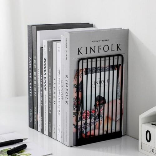 1 Pair Bookends Book Stand Support Simple Iron Desktop Non Slip Rack Shelf Holder Magazine Organizer